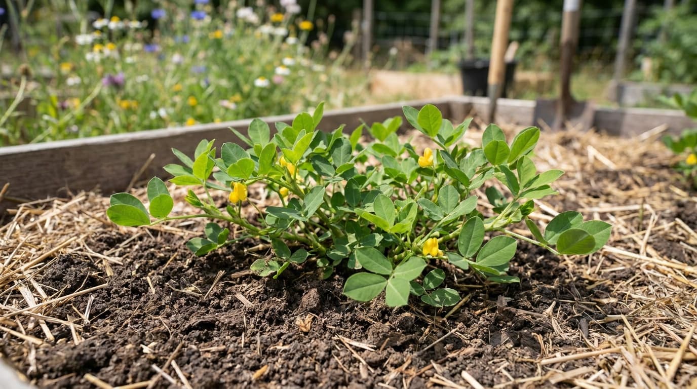 Peanut growing in a garden