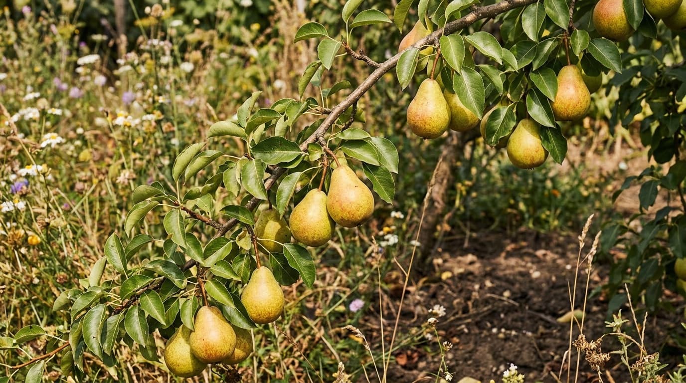 European Pear growing in a garden