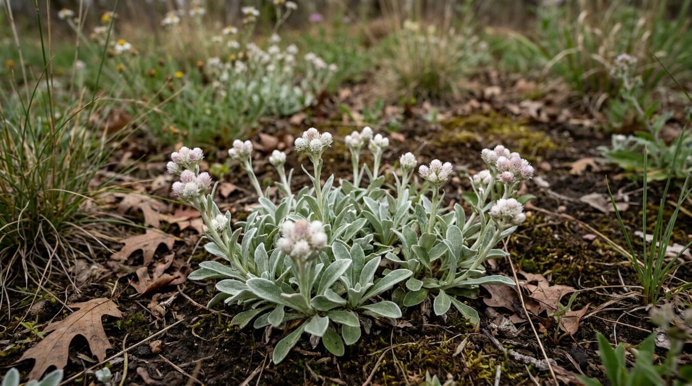 Plantain-leaved Pussytoes growing in a garden