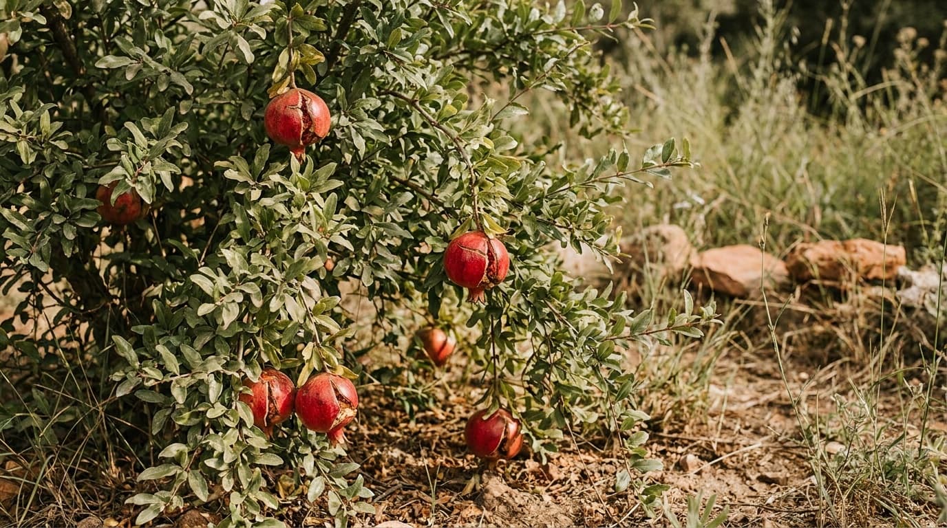 Pomegranate growing in a garden