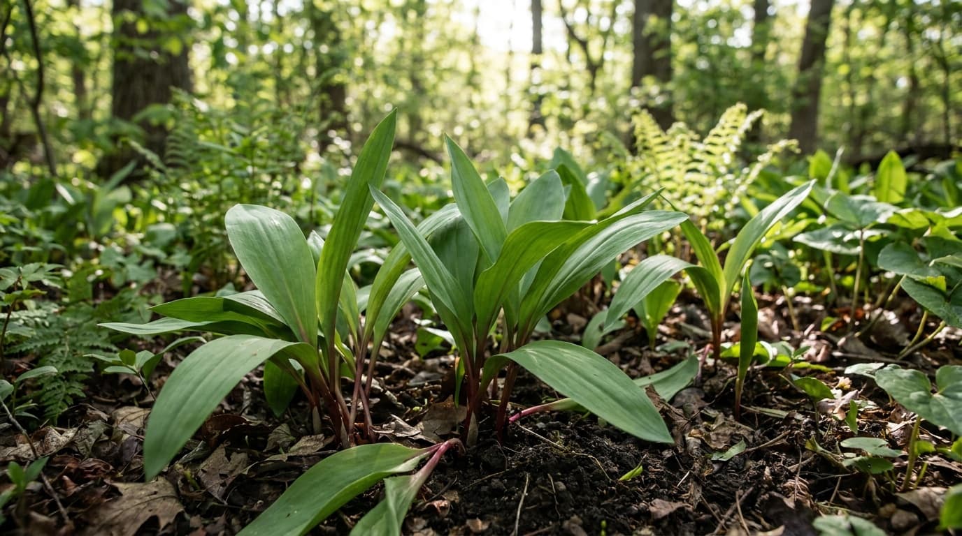 Ramps growing in a garden