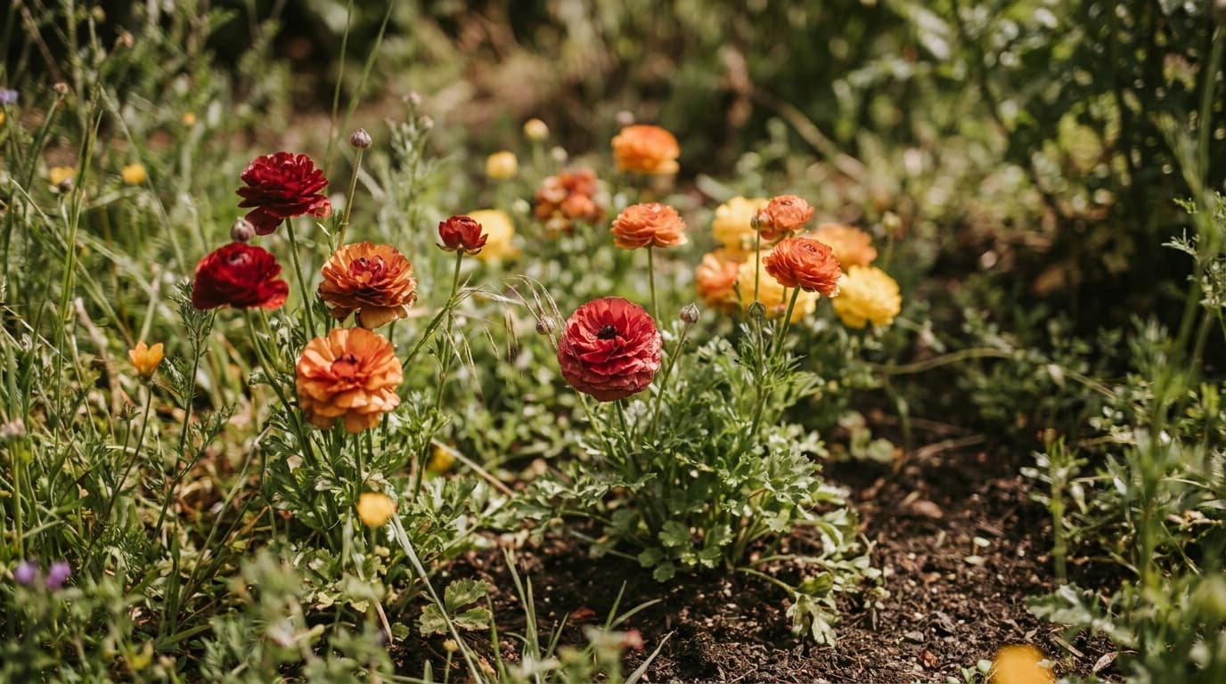 Persian Buttercup growing in a garden