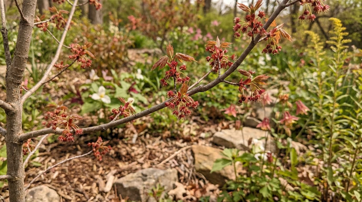 Red Maple growing in a garden