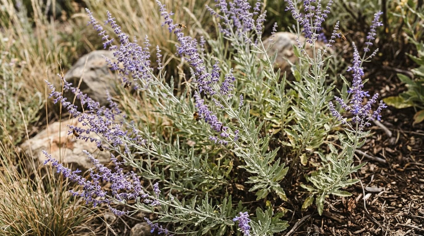 Russian Sage growing in a garden