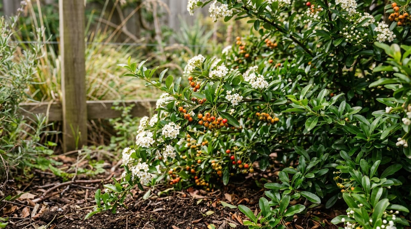 Scarlet Firethorn growing in a garden