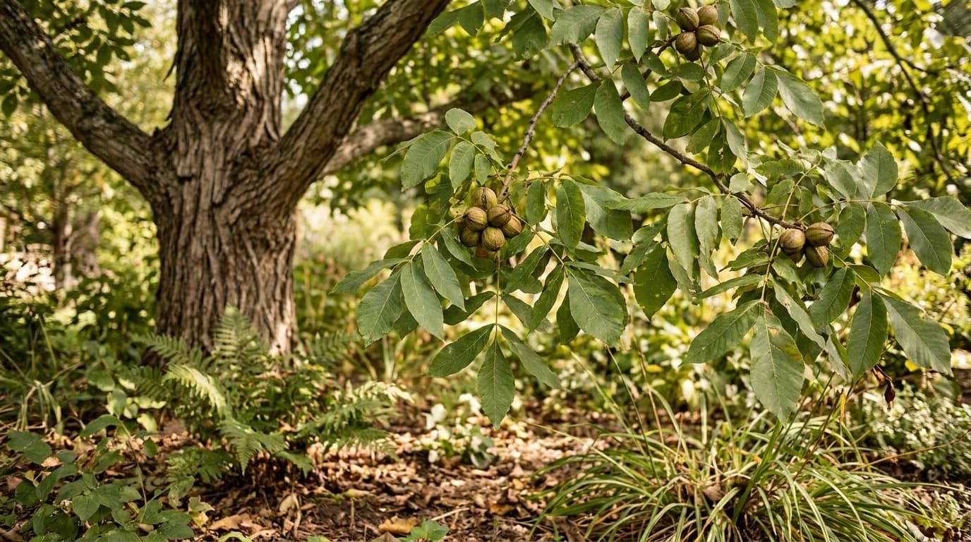 Shagbark Hickory growing in a garden
