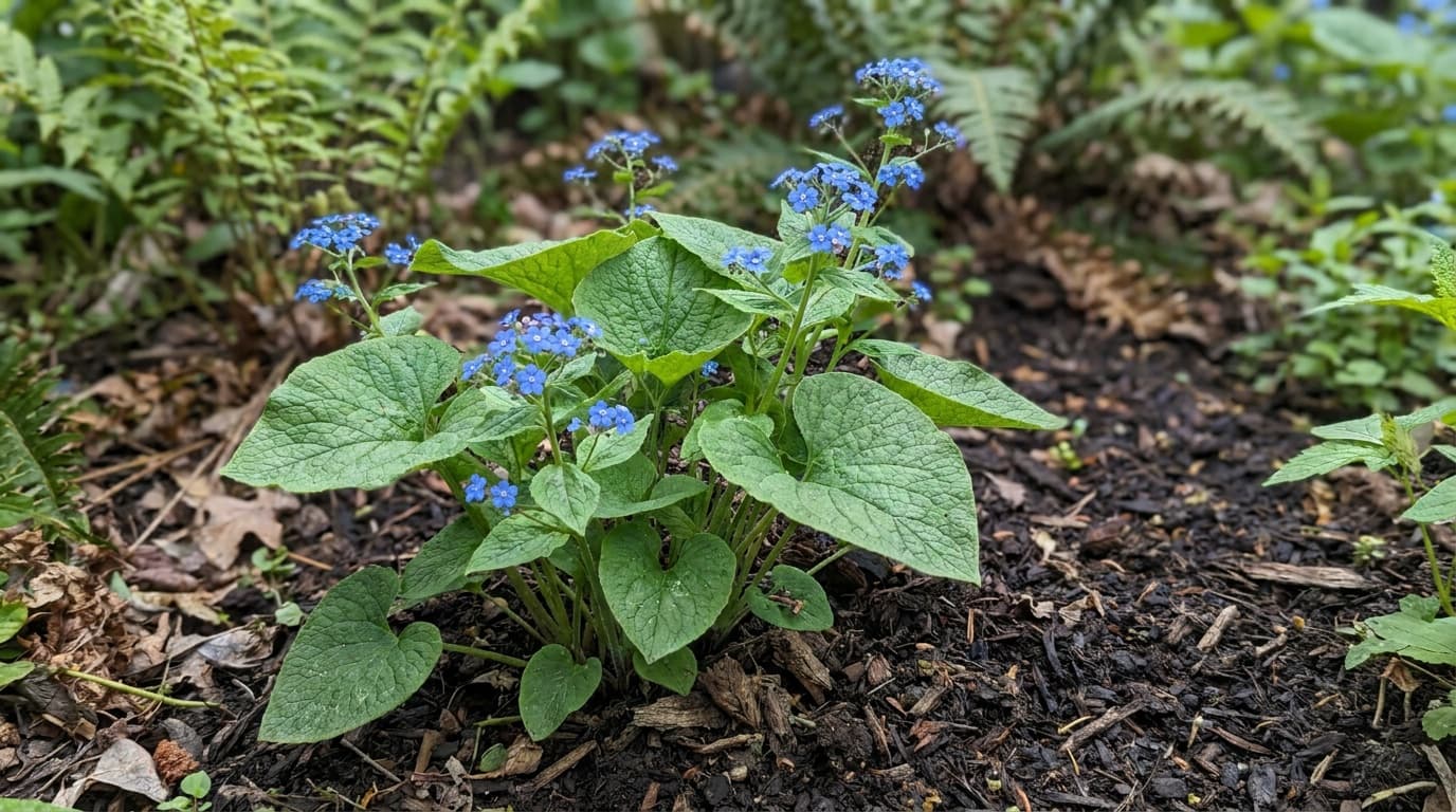 Siberian Bugloss growing in a garden