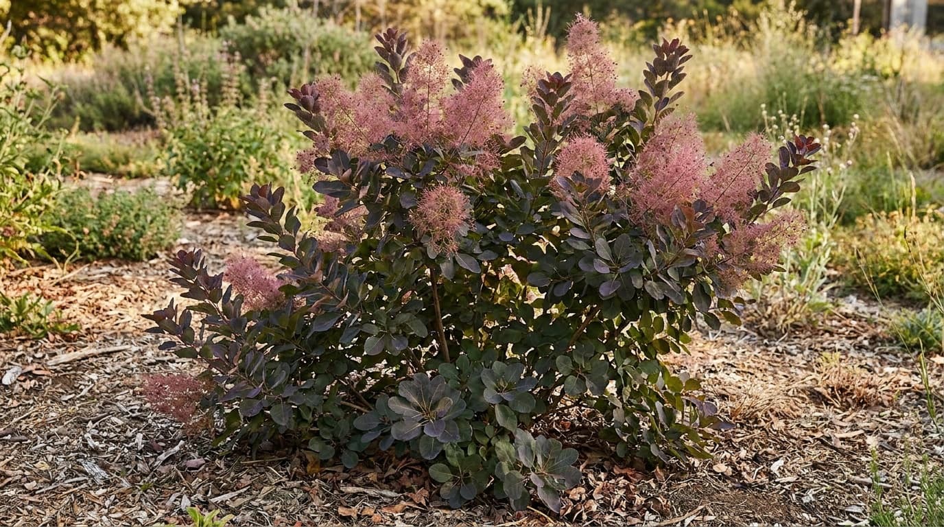 Smokebush growing in a garden
