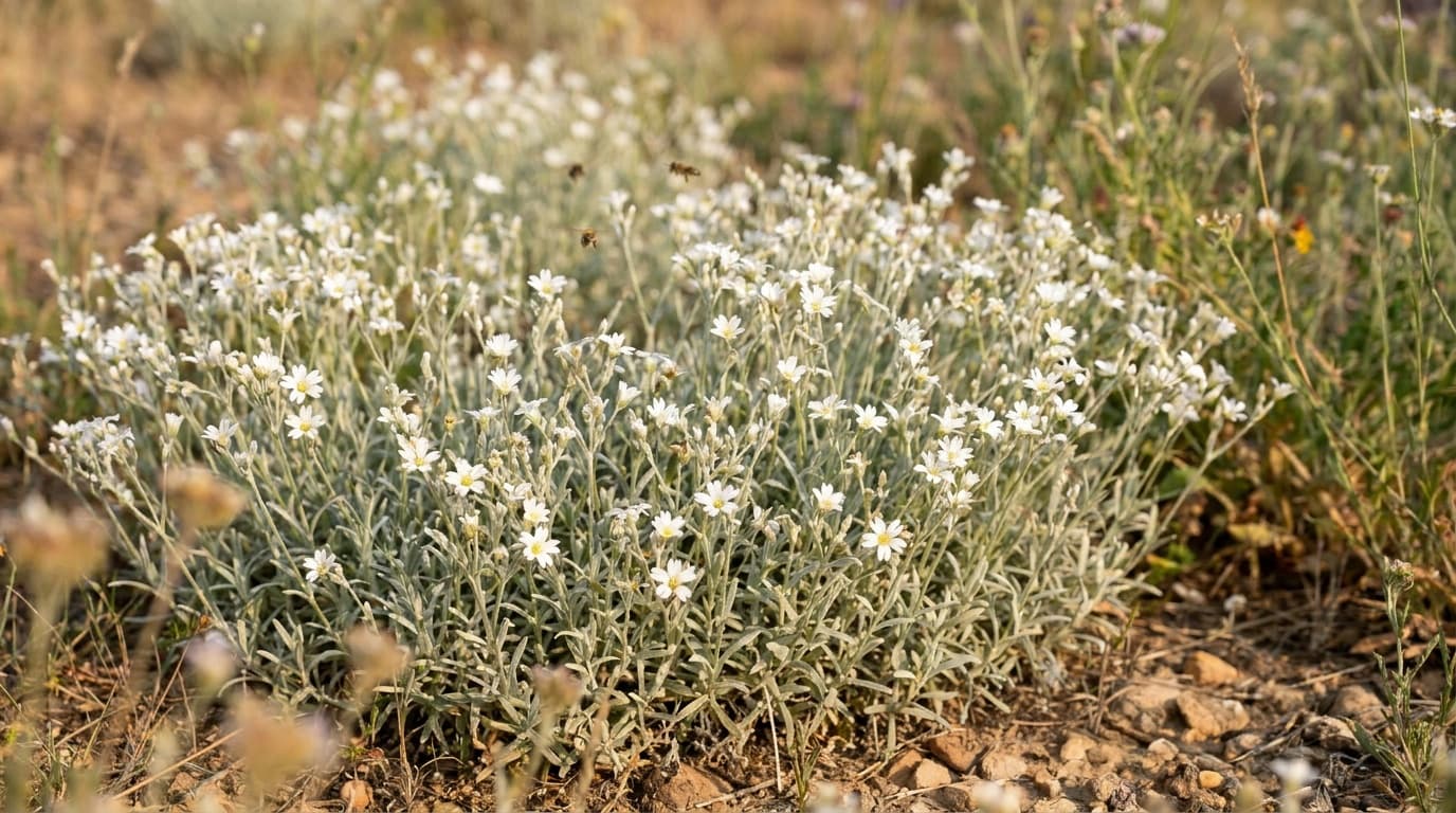 Snow-in-Summer growing in a garden