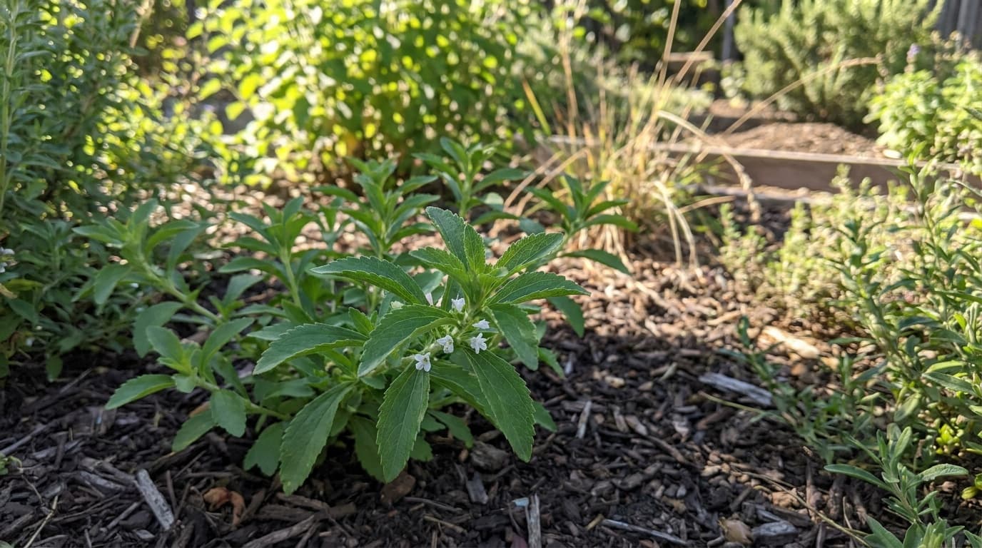 Stevia growing in a garden