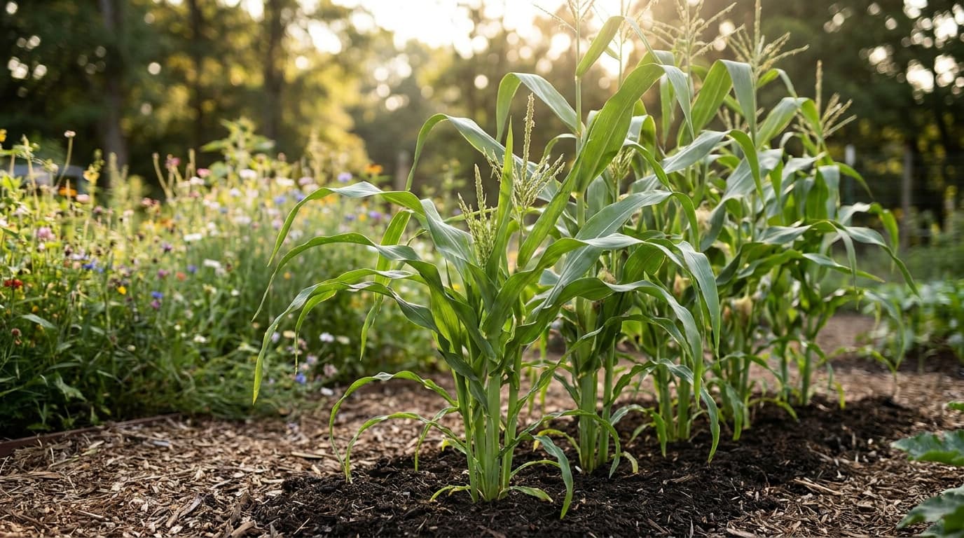 Popcorn growing in a garden