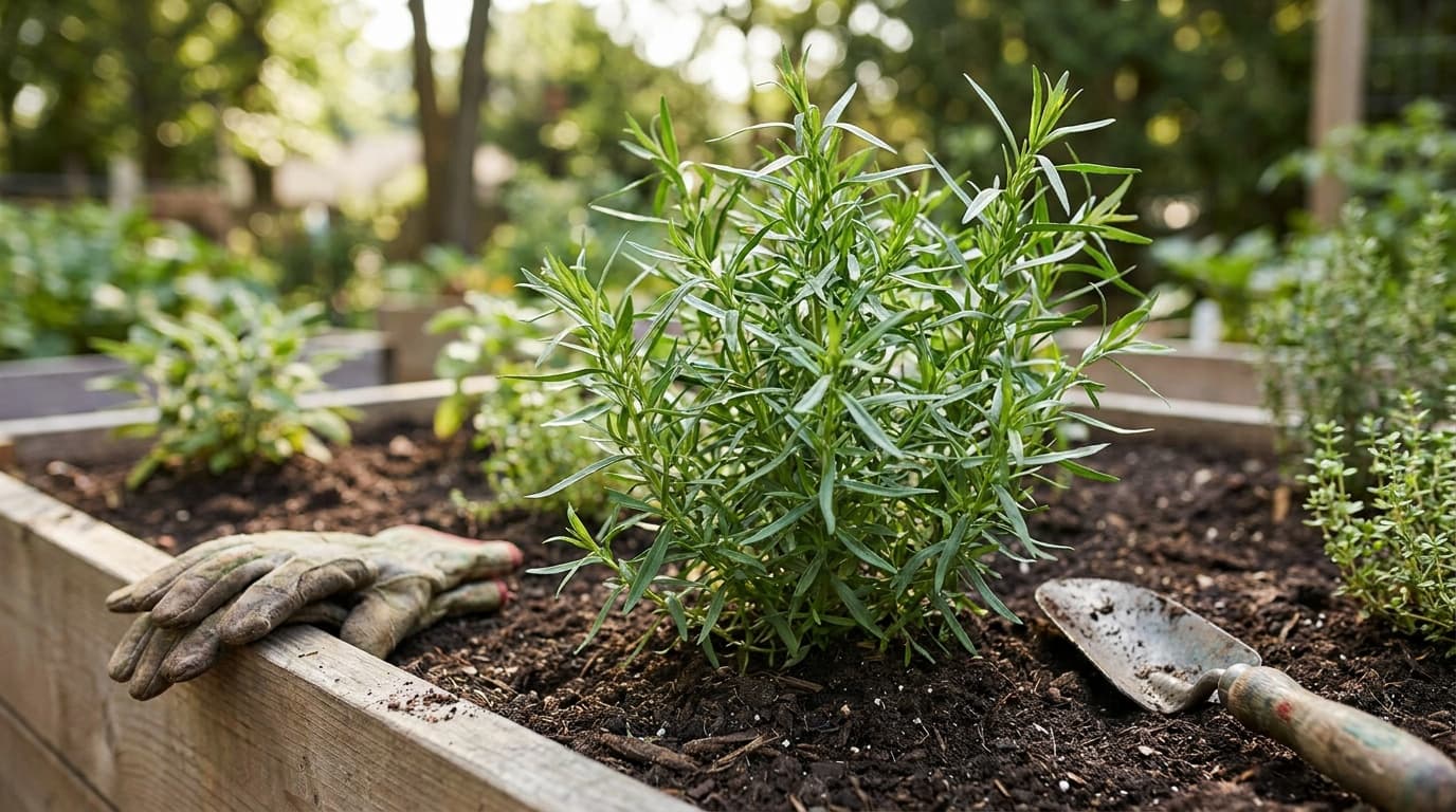 French Tarragon growing in a garden