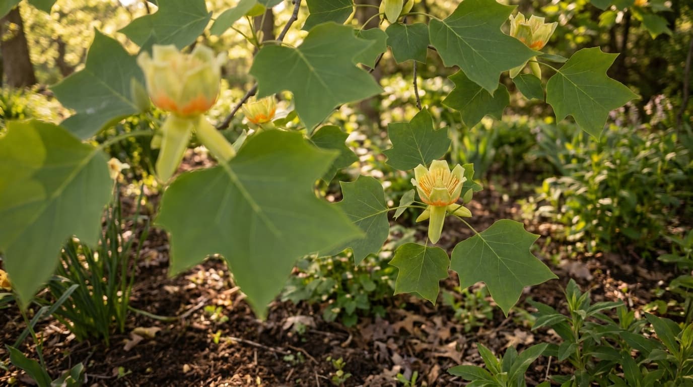 Tulip Poplar growing in a garden