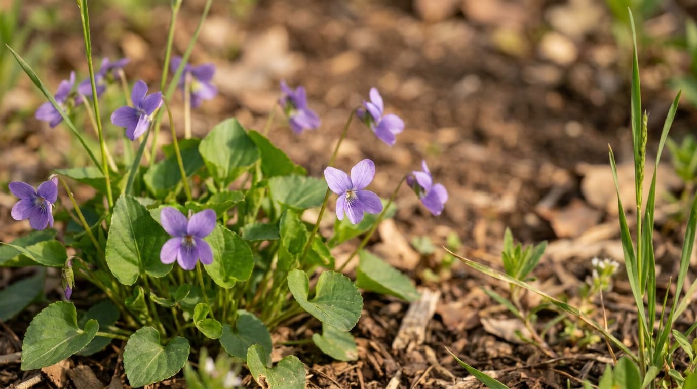 Viola growing in a garden