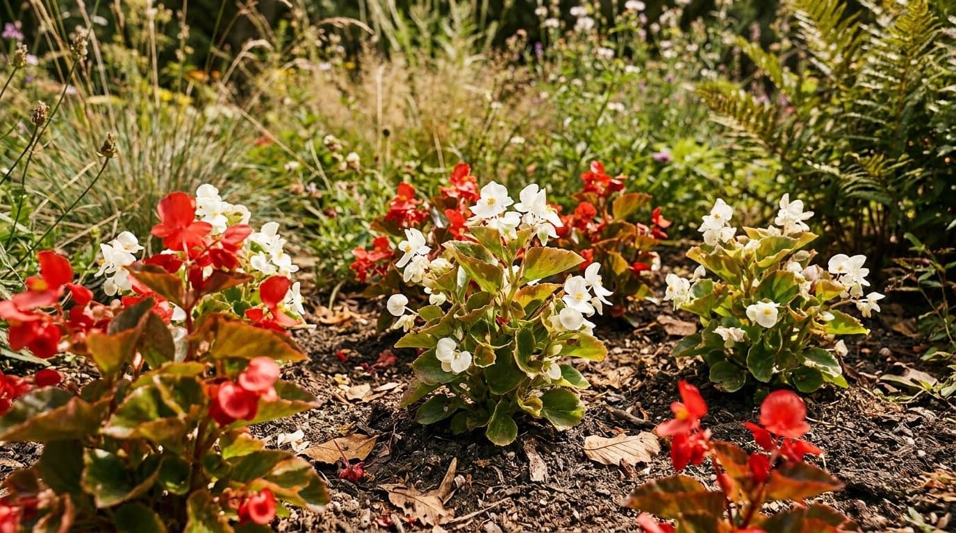 Wax Begonia growing in a garden