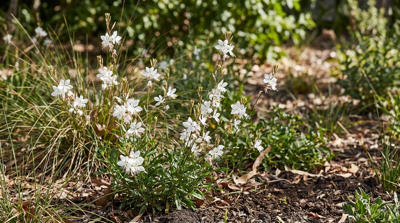 White Gaura growing in a garden