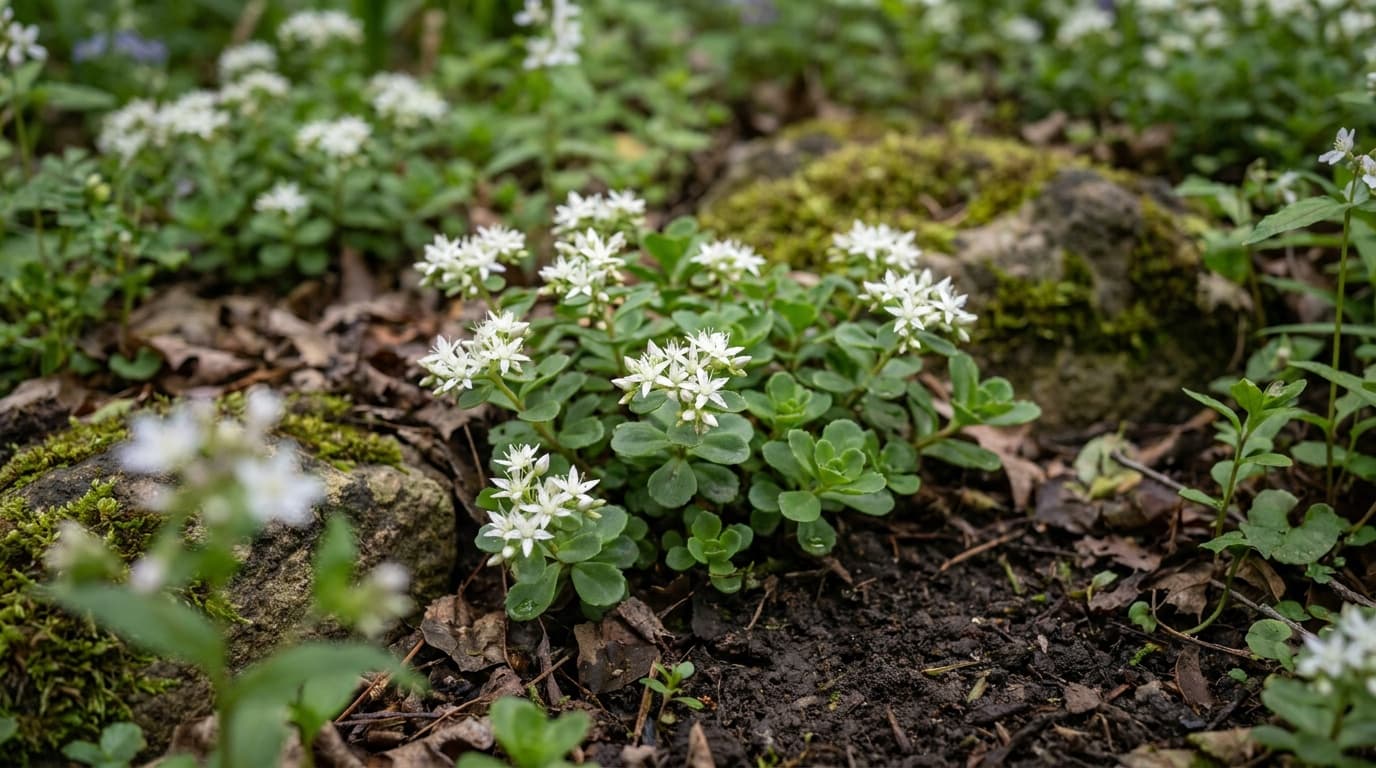 Woodland Stonecrop growing in a garden
