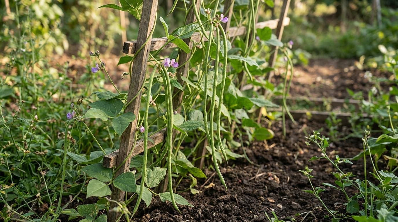 Yardlong Bean growing in a garden