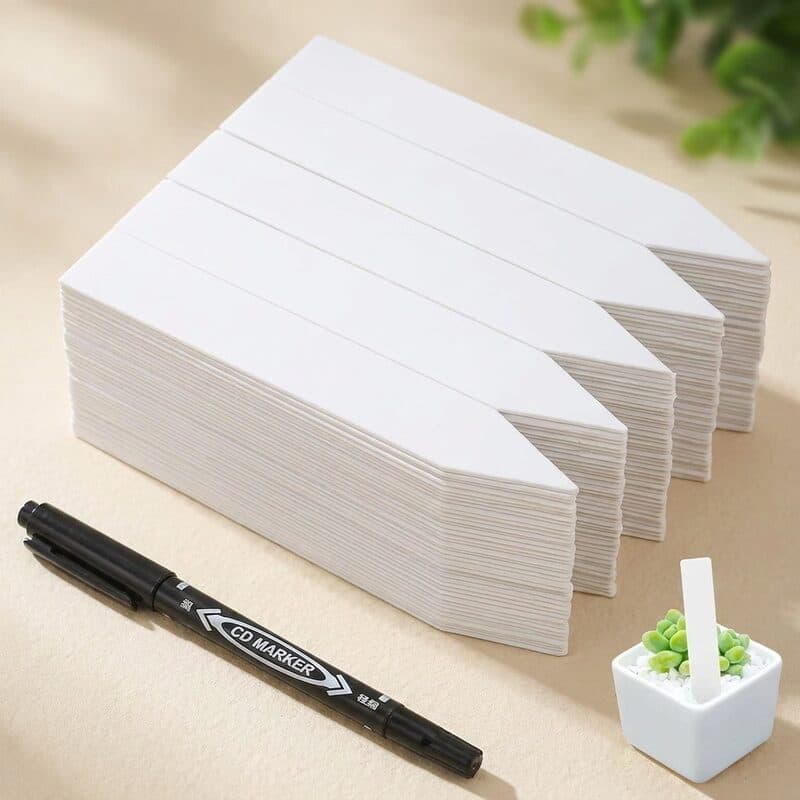 HOMENOTE Waterproof Plastic Plant Labels with Marker (4 in, 200-Pack)