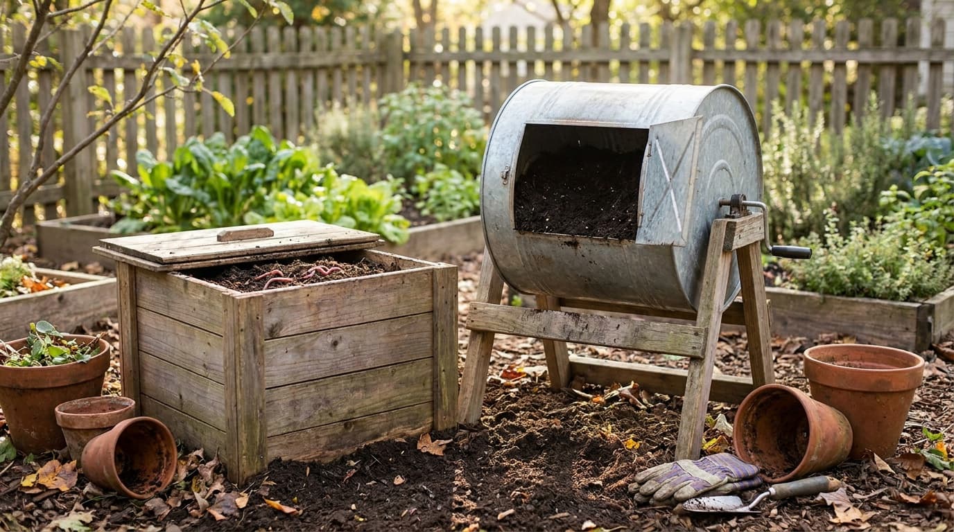 Worm bin vs compost tumbler for home composting