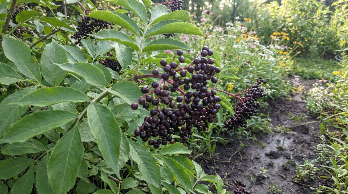 American Elderberry growing in a garden