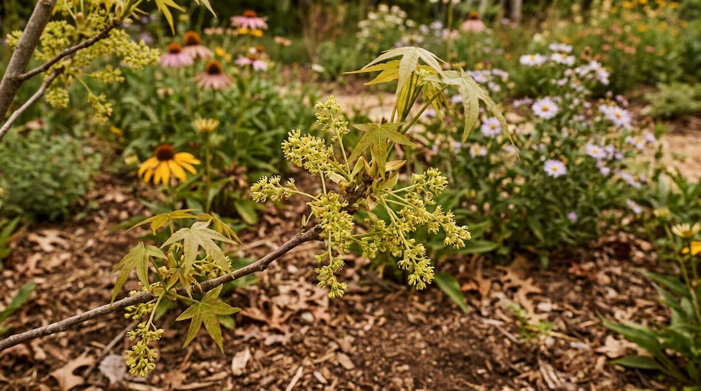 American Sweetgum growing in a garden