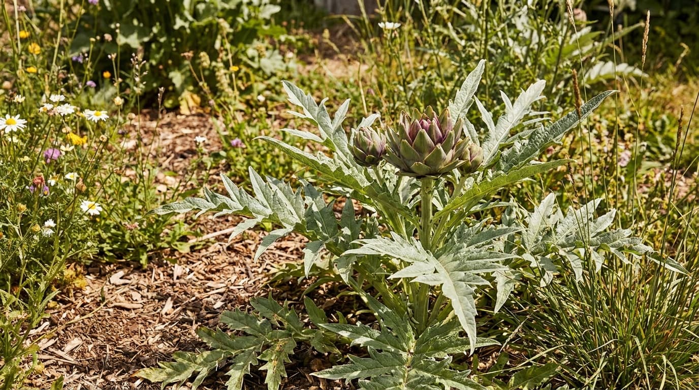 Globe Artichoke growing in a garden