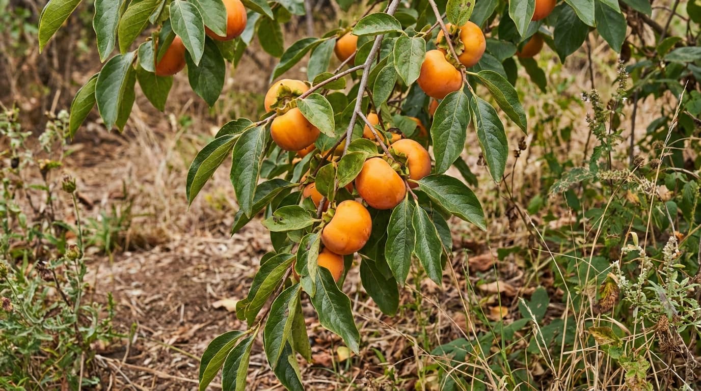 Asian Persimmon growing in a garden