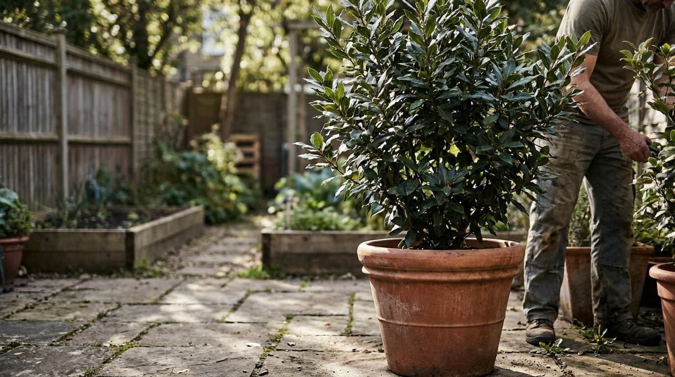 Bay Laurel growing in a garden