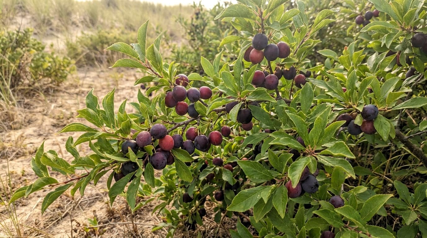 Beach Plum growing in a garden