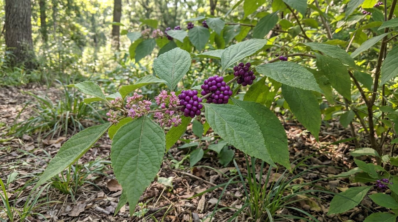 American Beautyberry growing in a garden