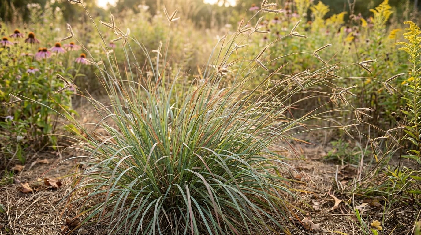 Big Bluestem growing in a garden