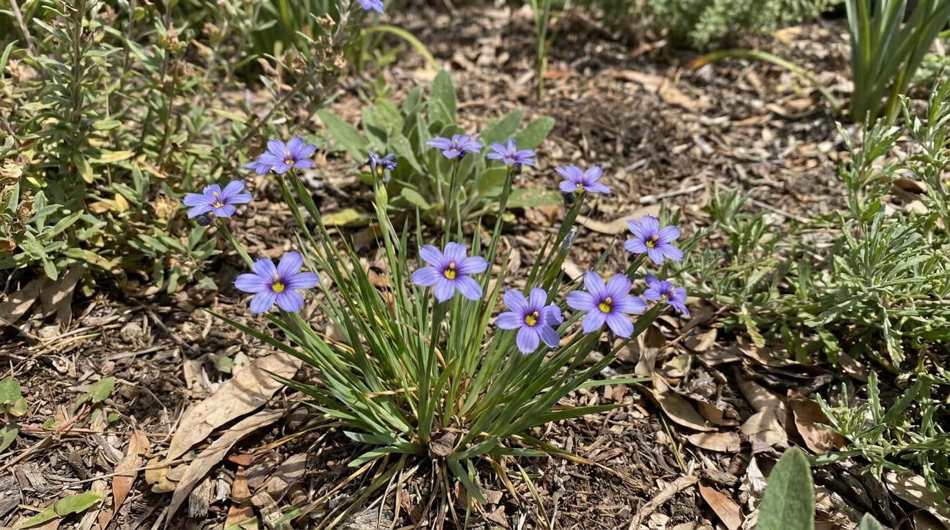 Blue-eyed Grass growing in a garden