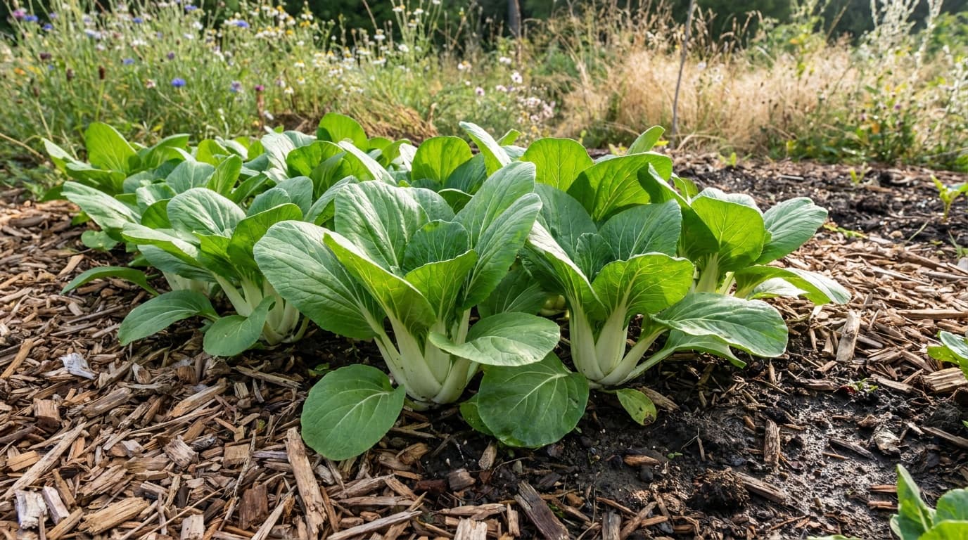 Bok Choy growing in a garden