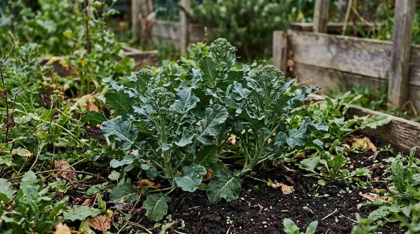Broccoli Raab growing in a garden