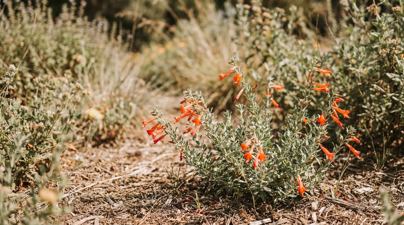 California Fuchsia growing in a garden