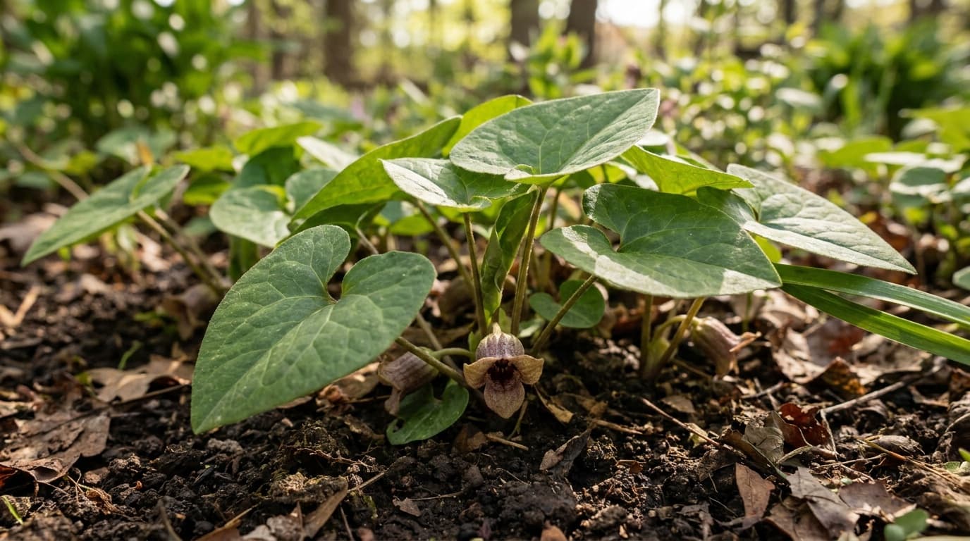 Canadian Wild Ginger growing in a garden