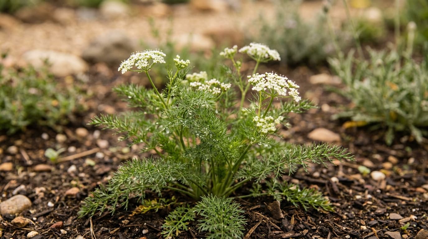 Caraway growing in a garden