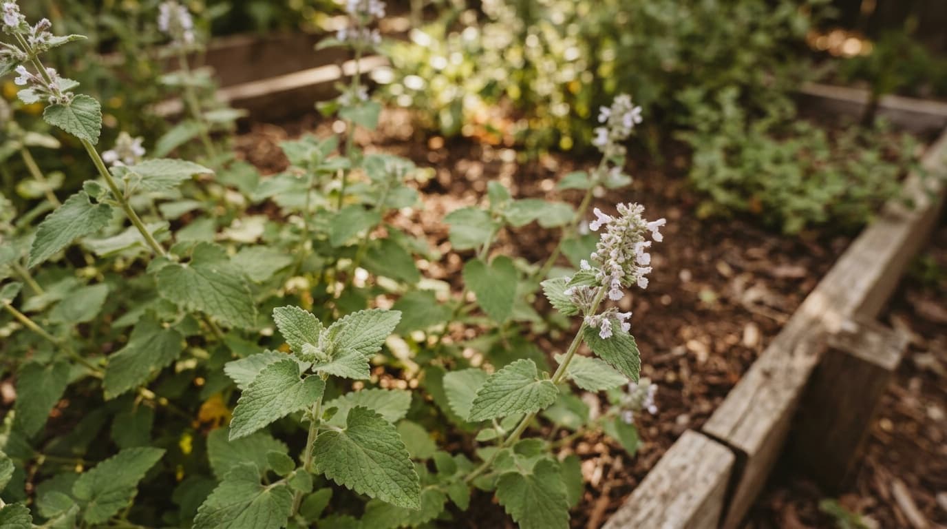Catnip growing in a garden
