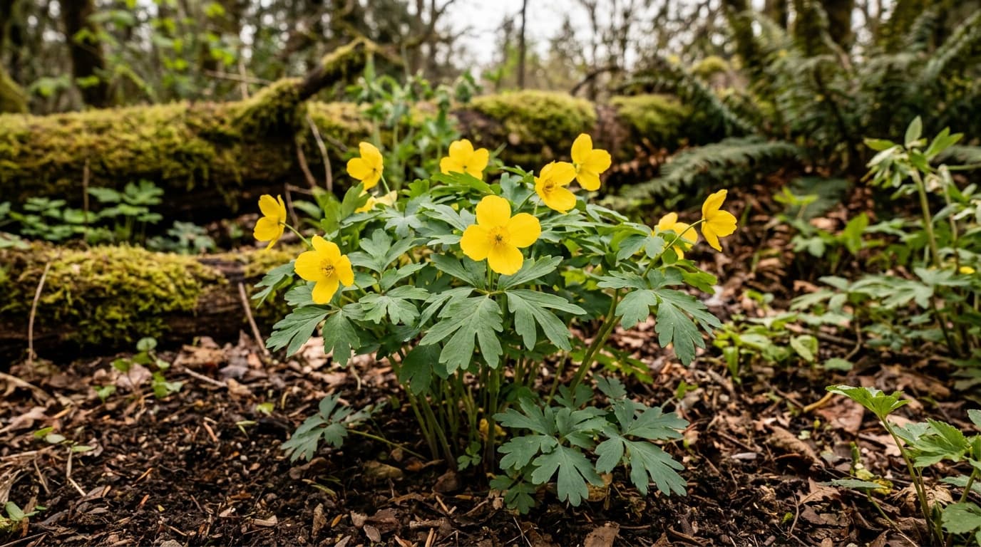 Celandine Poppy growing in a garden