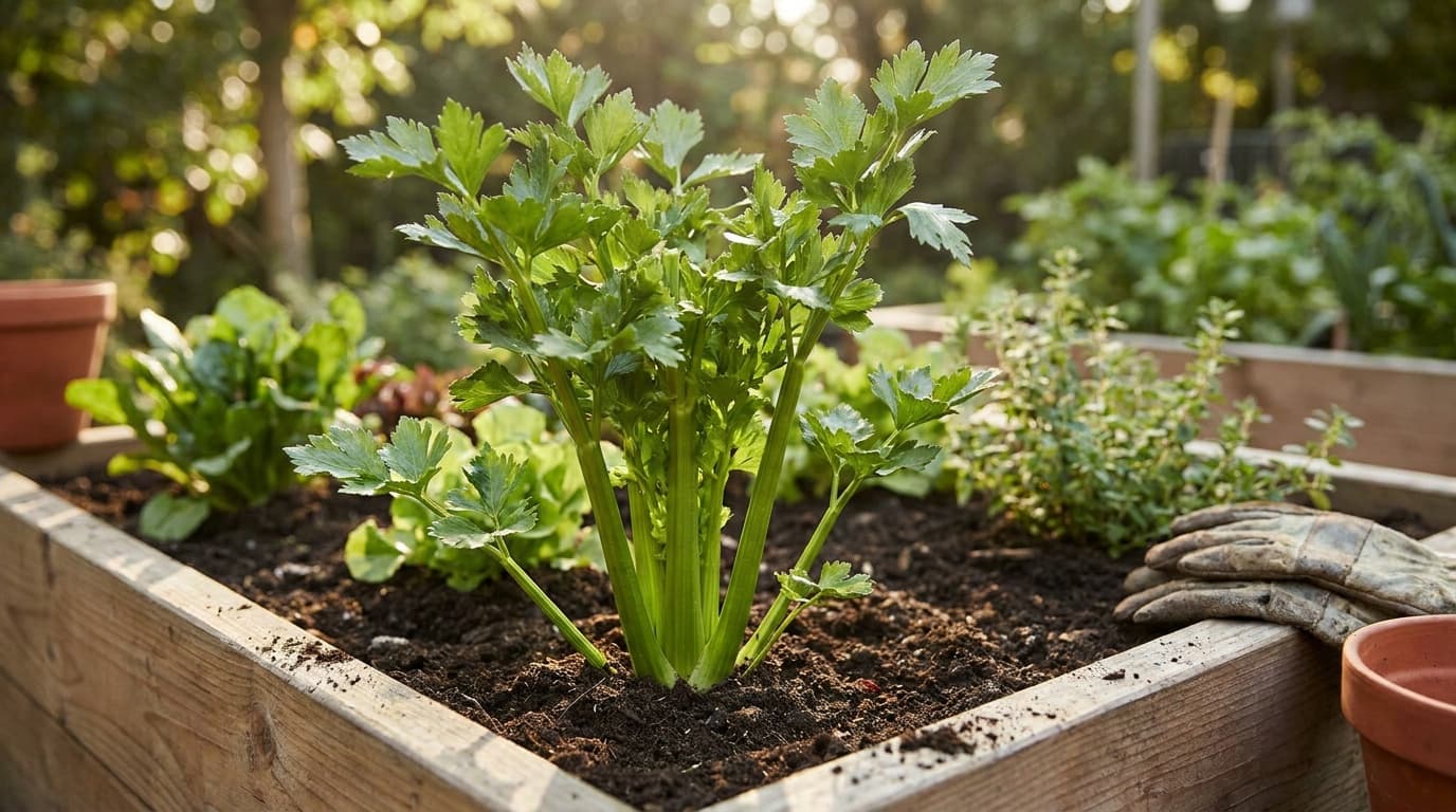 Celery growing in a garden