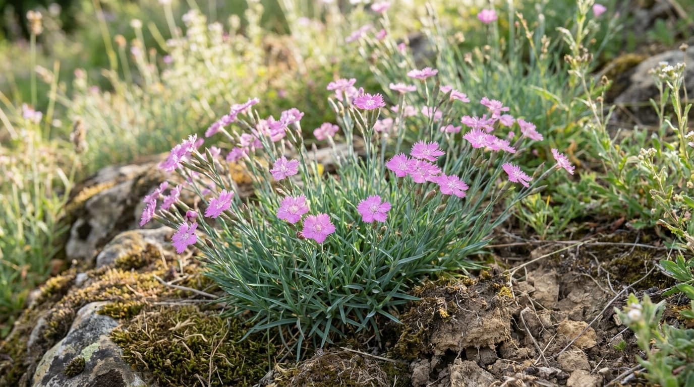 Cheddar Pink growing in a garden