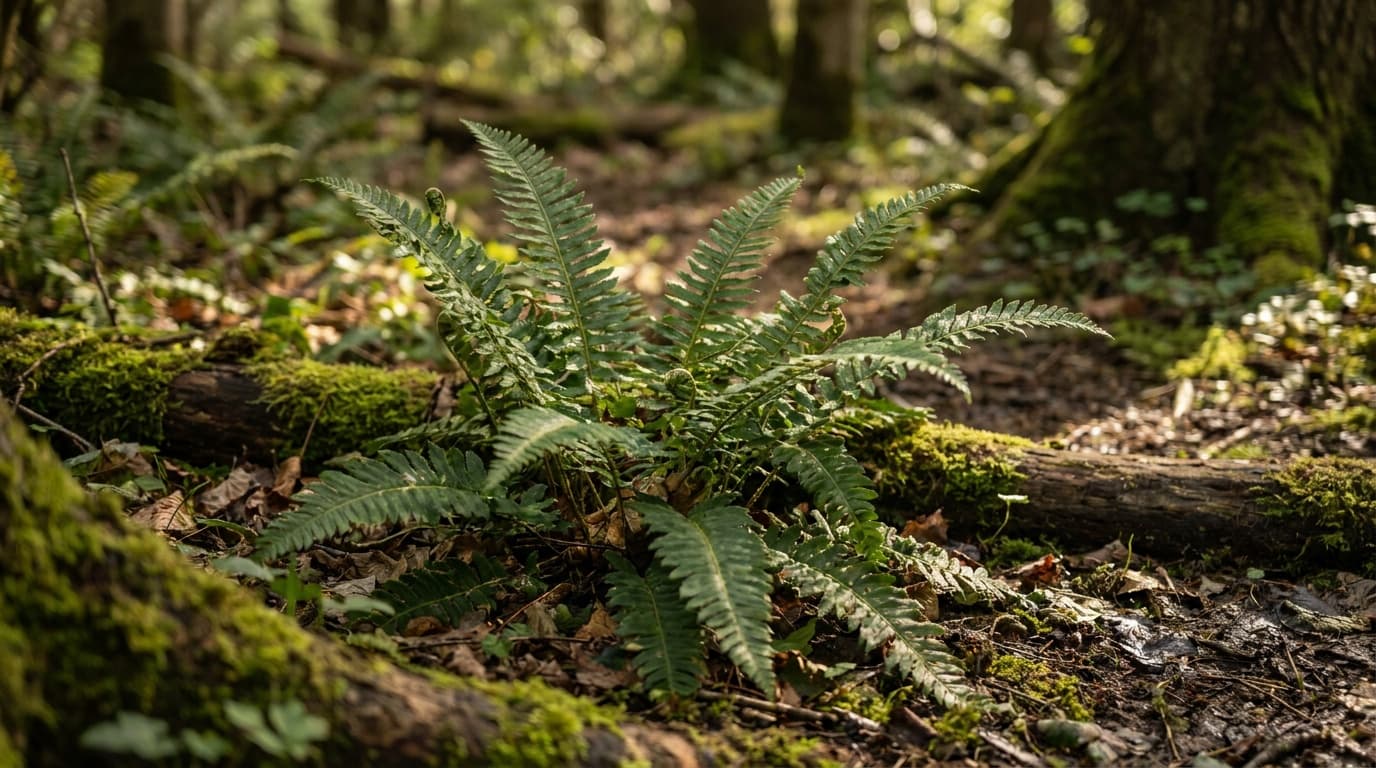 Christmas Fern growing in a garden