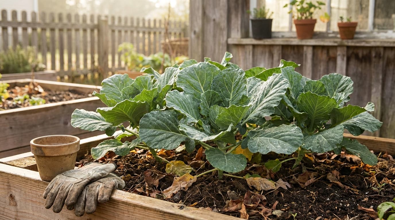 Collards growing in a garden