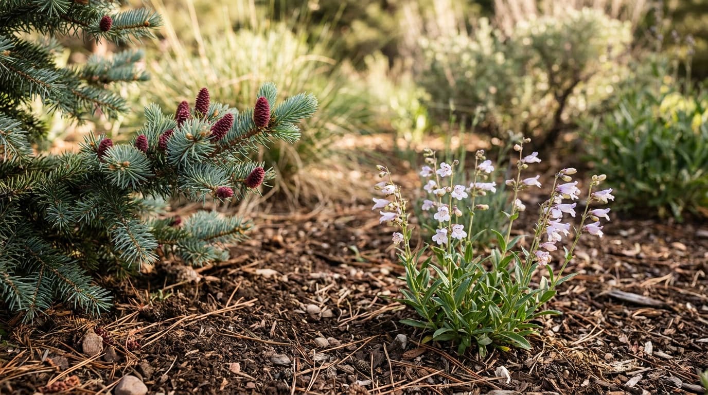 Colorado Blue Spruce growing in a garden