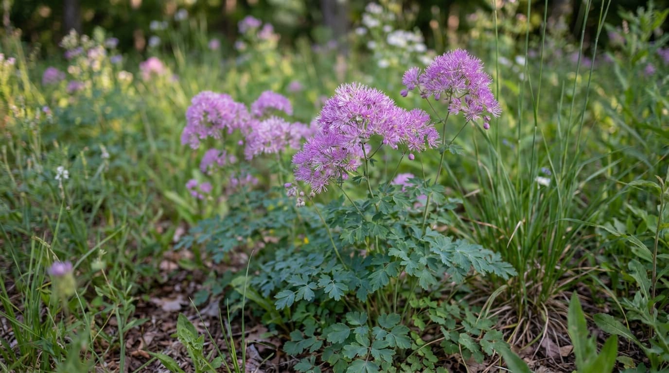 Columbine Meadow Rue growing in a garden