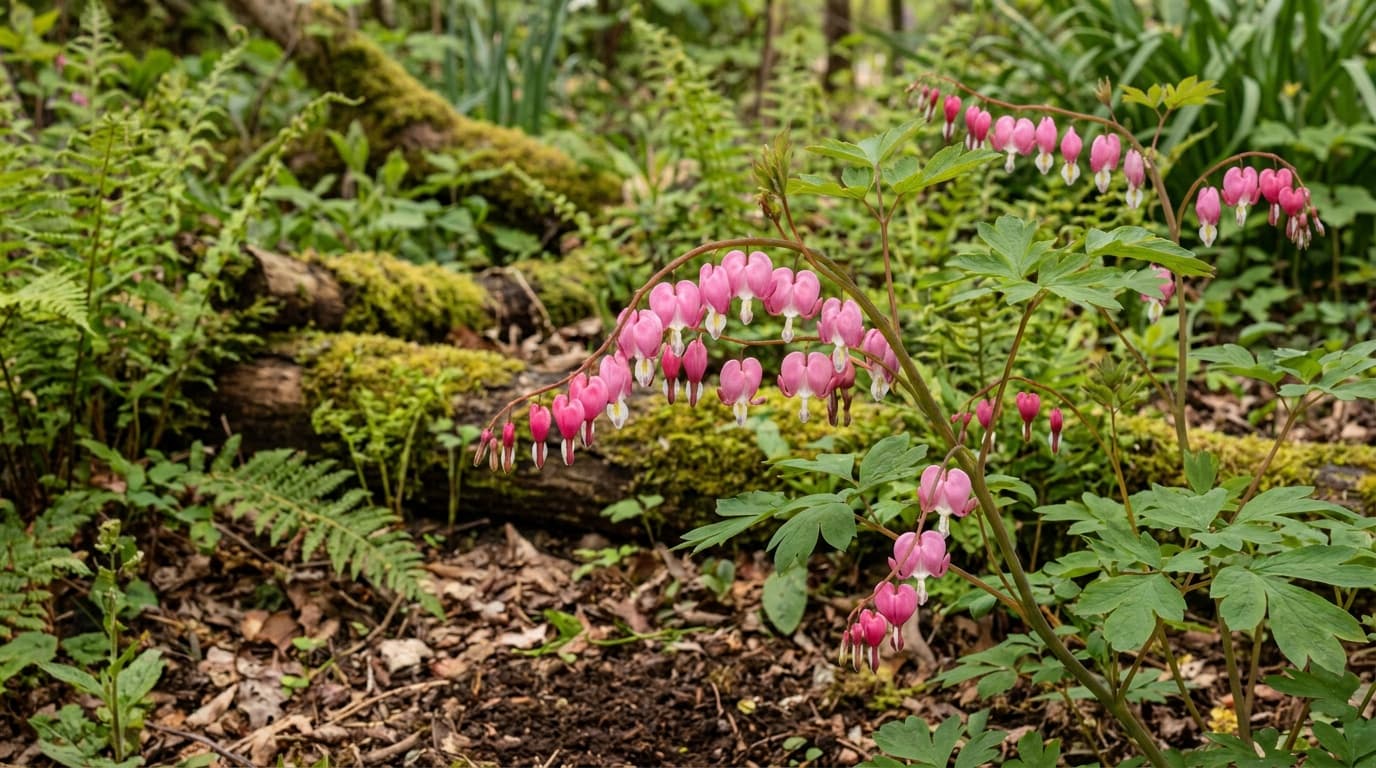 Common Bleeding Heart growing in a garden
