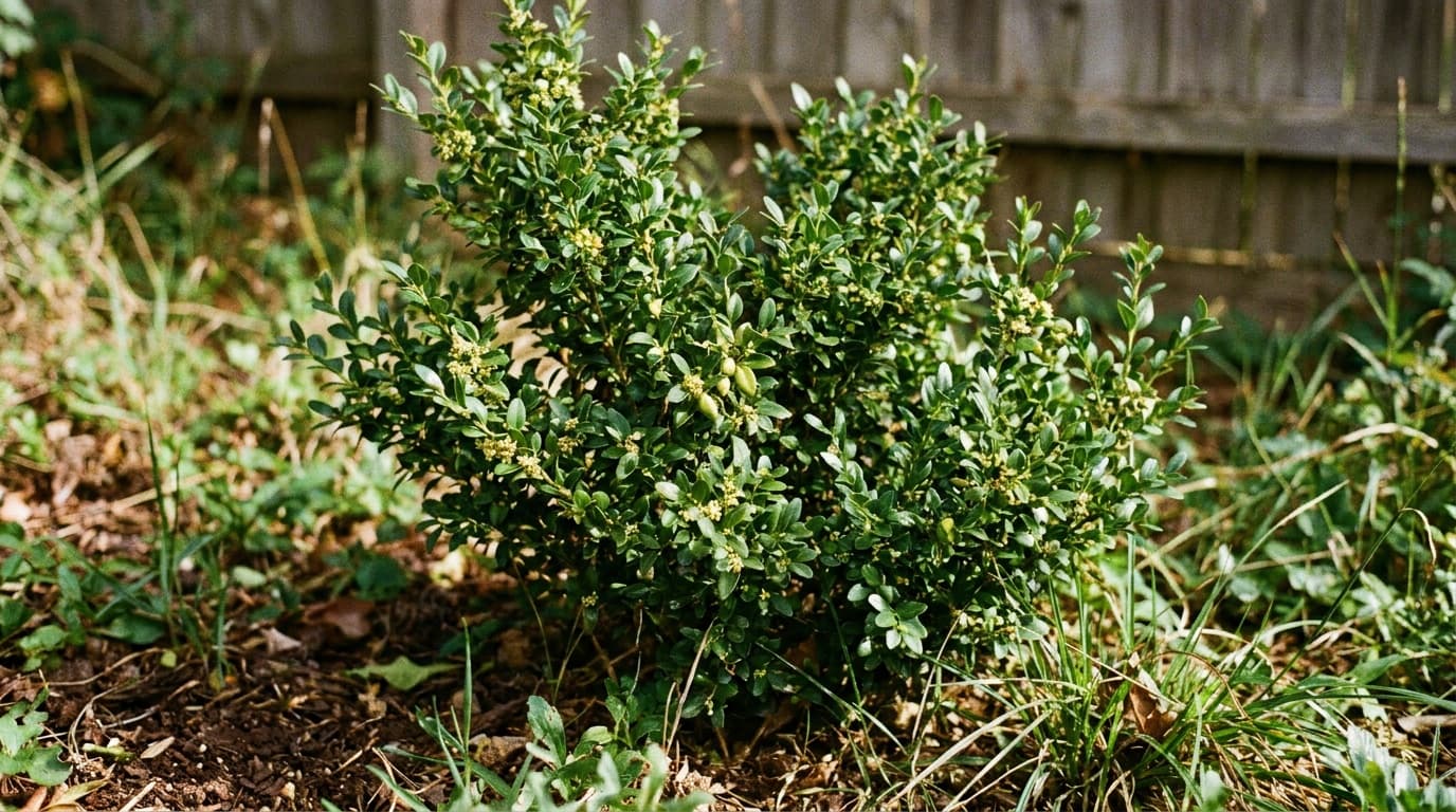 Common Boxwood growing in a garden