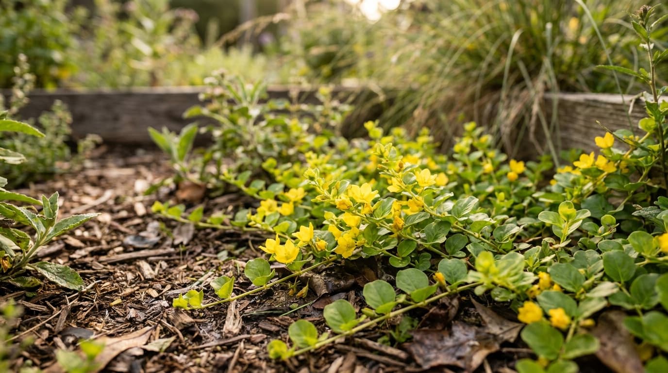 Creeping Jenny growing in a garden