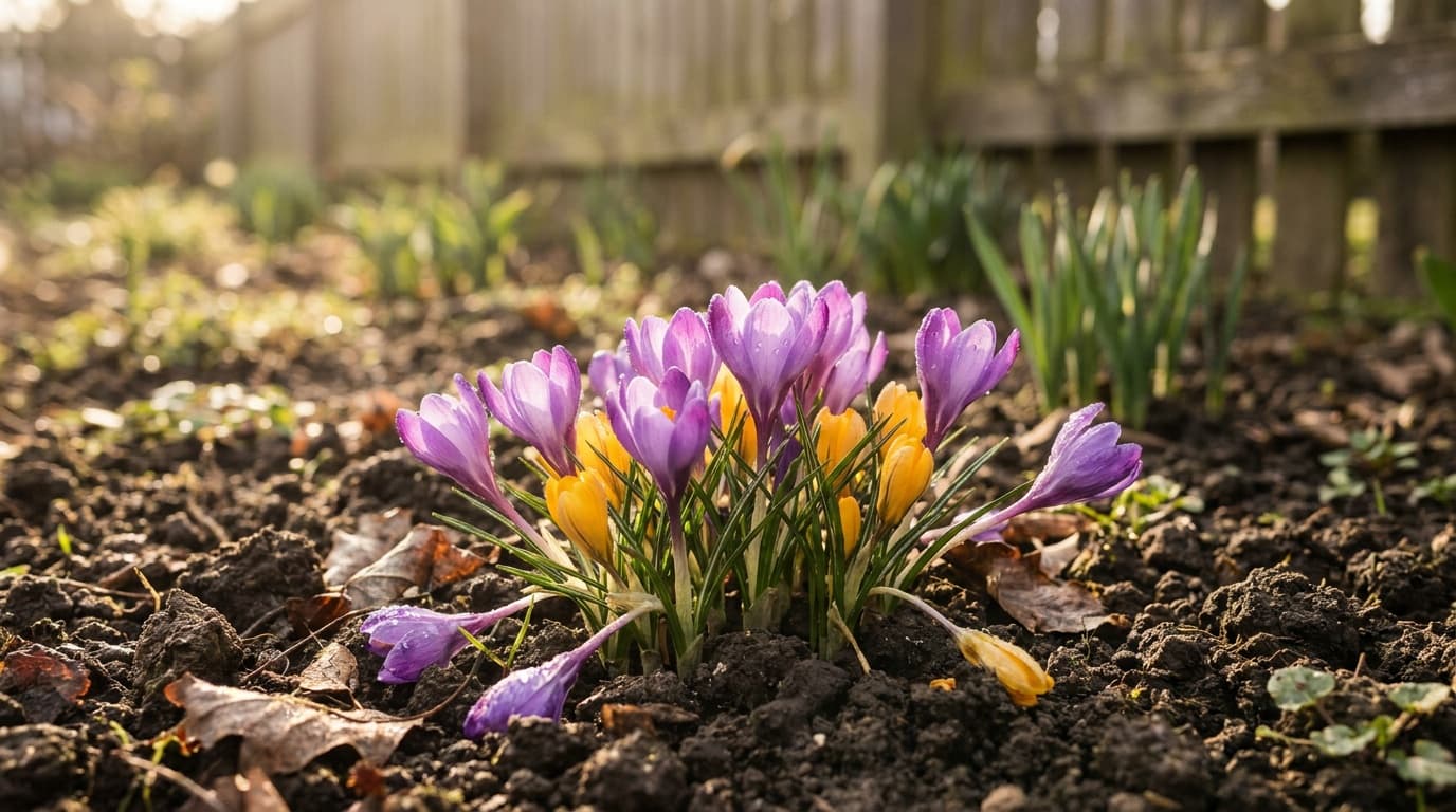 Crocus growing in a garden